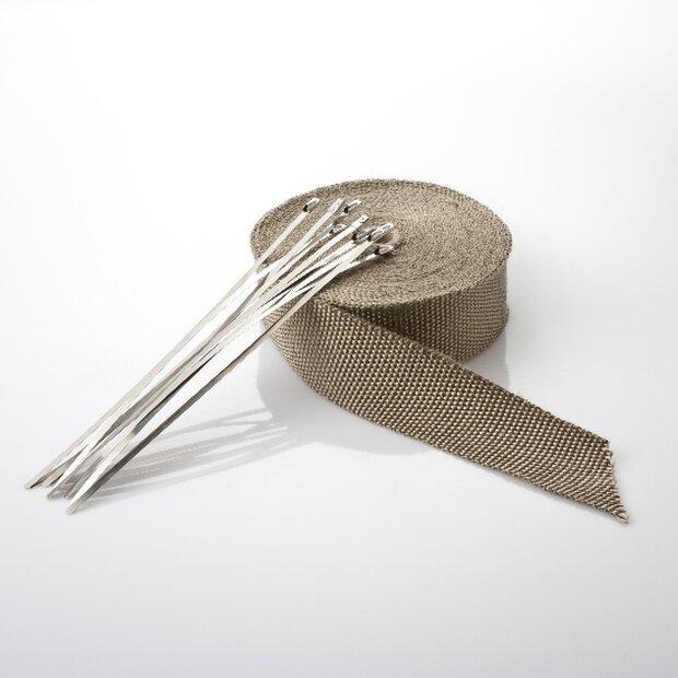 Arlows 30m Titan Heat Wrap (Width: 50mm) + 10 V2A Zip Tie (Length 300mm)