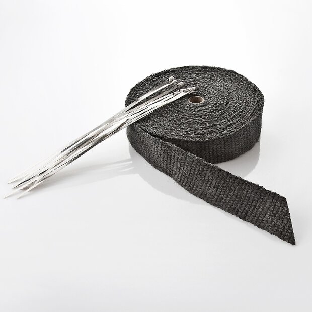 Arlows 20m Keramik Heat Wrap Black (Width: 50mm) + 10 V2A...