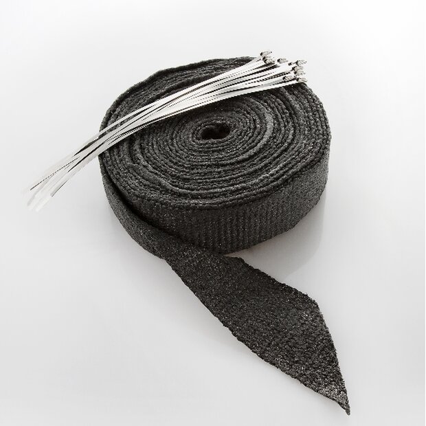 Arlows 10m Keramik Hitzeschutzband Schwarz ( Breite: 75mm ) + 10 V2A Kabelbinder ( Lnge: 300mm )