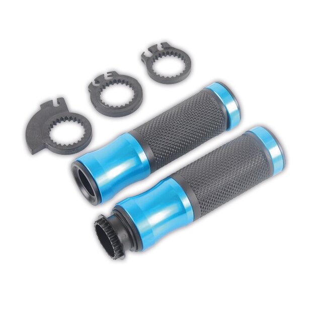 Arlows CNC Deluxe handlebar grips, Light blue / Black, 120 mm – pair