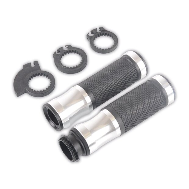 Arlows CNC Deluxe handlebar grips, silver / Black, 120 mm – pair