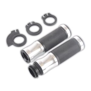 Arlows CNC Deluxe handlebar grips, silver / Black, 120 mm – pair
