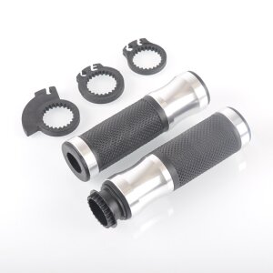 Arlows CNC Deluxe handlebar grips, silver / Black, 120 mm – pair