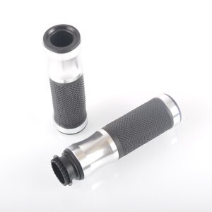 Arlows CNC Deluxe handlebar grips, silver / Black, 120 mm – pair