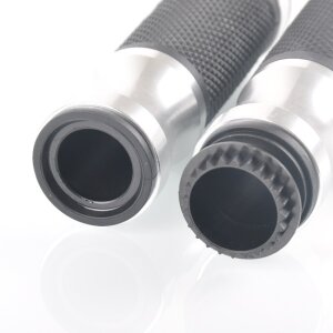 Arlows CNC Deluxe handlebar grips, silver / Black, 120 mm – pair