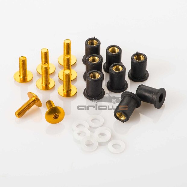 Arlows gold yellow anodized Aluminium fairing bolts M5 x...