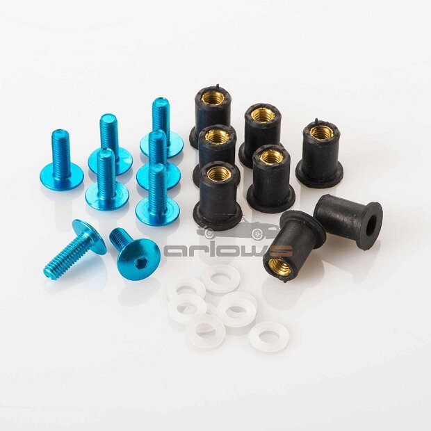 Arlows blue anodized aluminium cladding screws M5 x 15mm