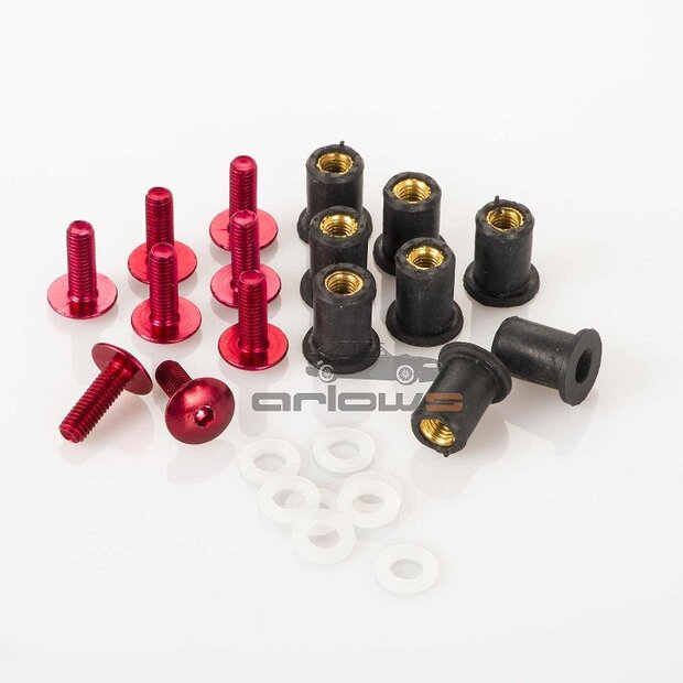 Arlows red anodized aluminium cladding screws M5 x 15mm