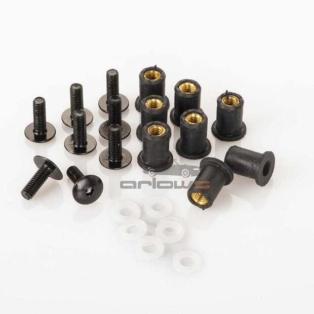 Arlows black anodized Aluminium fairing bolts M5 x 15 mm