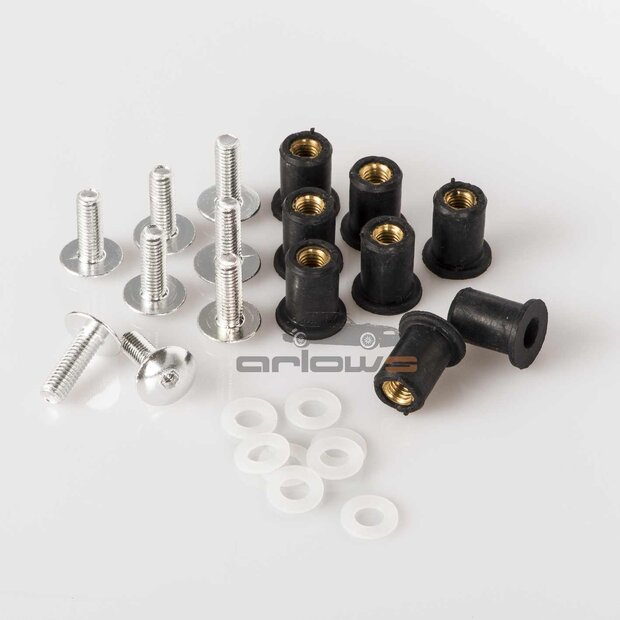 Arlows silver anodized Aluminium fairing bolts M5 x 15 mm