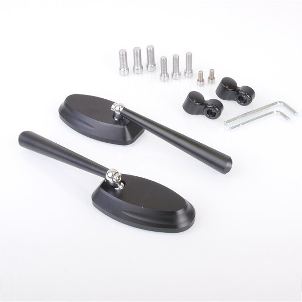 Arlows CNC Naked Bike Spiegel Schwarz OVAL LANG