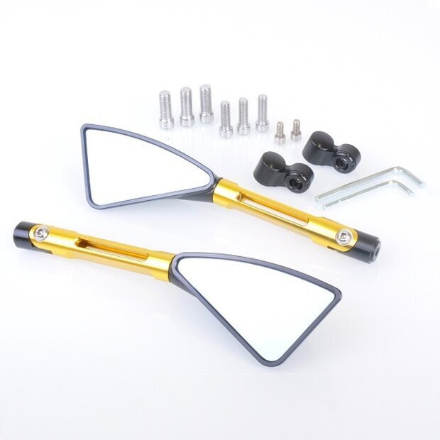 Arlows CNC Naked Bike Mirror Black Gold CUSTOM LANG