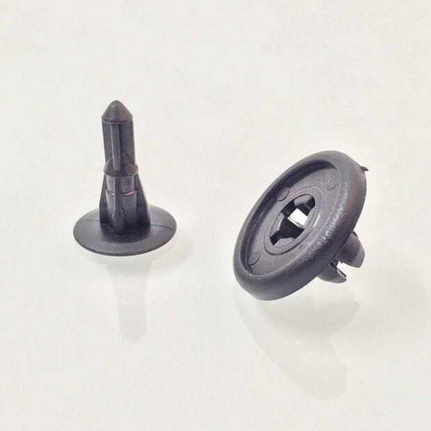 Arlows 10x plastic rivet black clip screw 7mm clamping 030