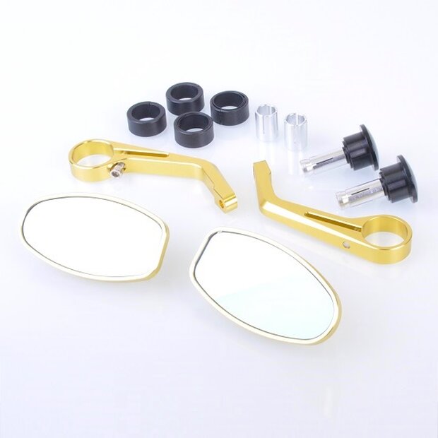 Arlows CNC Lenkerenden Spiegel Gold OVAL Naked Bike Superbike Lenker Streetfighter