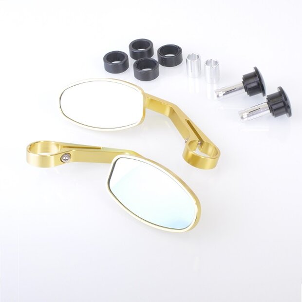 Arlows CNC Lenkerenden Spiegel Gold OVAL Naked Bike Superbike Lenker Streetfighter