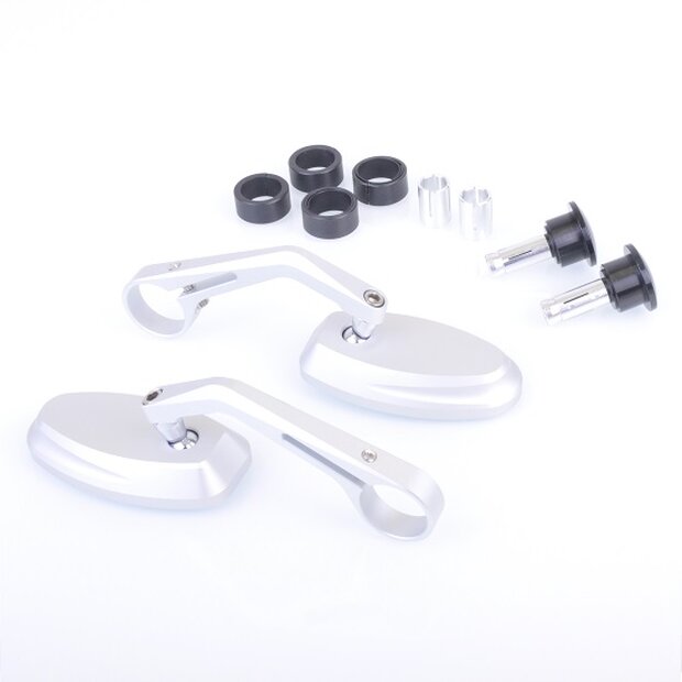 Arlows CNC handlebar end mirrors SILVER OVAL naked bike...