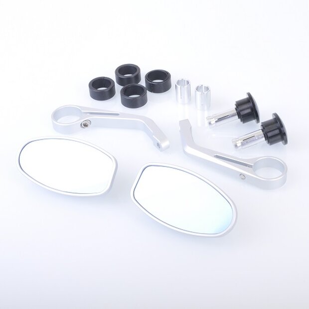 Arlows CNC handlebar end mirrors SILVER OVAL naked bike superbike handlebars streetfighter