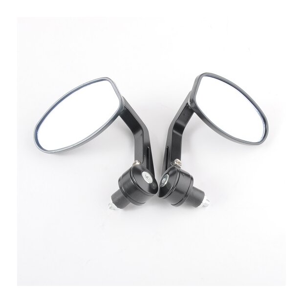 Arlows 2x CNC Bar-end mirror Black OVAL EASY