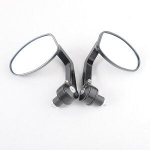 Arlows 2x CNC Bar-end mirror Black OVAL EASY