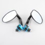 Arlows 2x CNC Bar-end mirror Blue OVAL EASY
