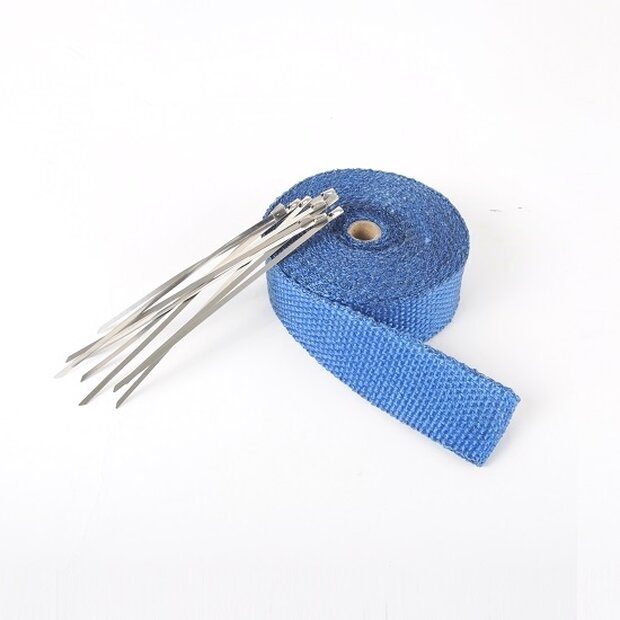 Arlows 10m Keramik Heat Wrap Blue (Width: 50mm ) + 10 V2A...