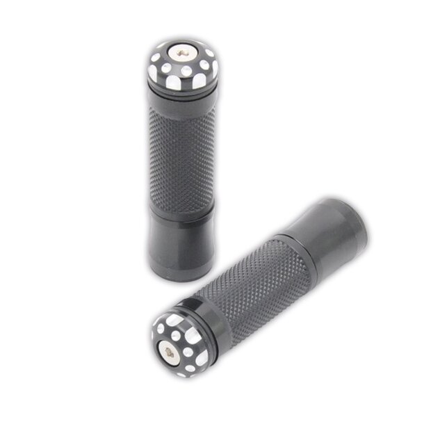 Arlows CNC handlebar grips, Black, 140 mm with end caps – pair