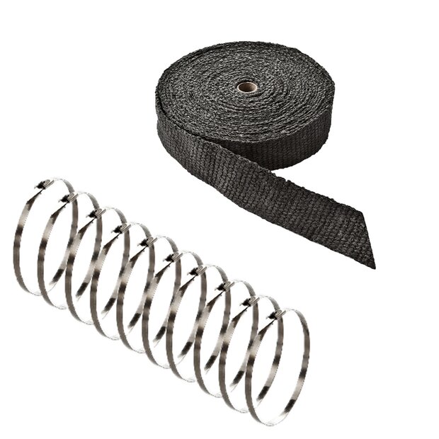 Arlows 5m Keramik Heat Wrap Black (Width: 38mm) + 10 V2A Zip Tie (Length: 300mm)