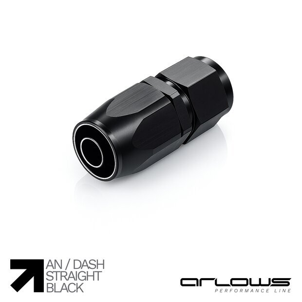 Arlows Alu Dash Fitting - gerade - Schwarz Dash 20 (  1-5/8 - 12 UNF )