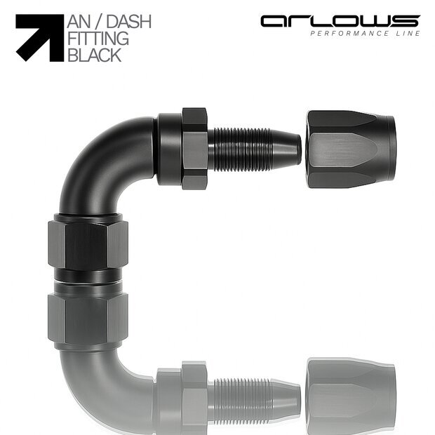 Arlows Alu Dash Fitting - Straight - Black Dash 20 ( 1-5/8 - 12 UNF)