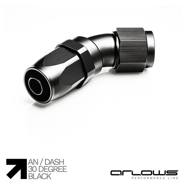 Arlows Alu Dash Fitting - 30 - Black Dash 12 (1/16 - 12 UNF)