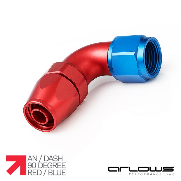Arlows Alu Dash Fitting - 90° Blockwinkel - Blau Dash 8 (...