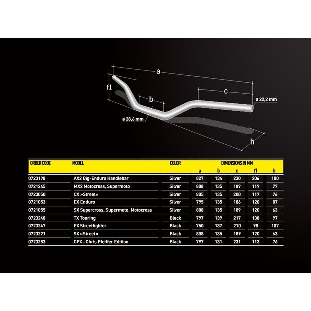 Magura handlebar X-line silver, MX2 Fatbar
