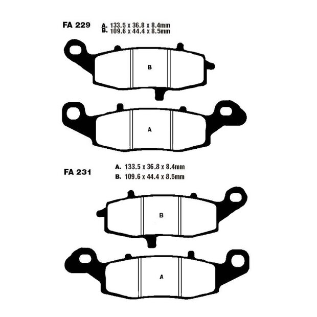EBC Brake Pads Standard FA229 + FA231 Kawasaki ER-6F...