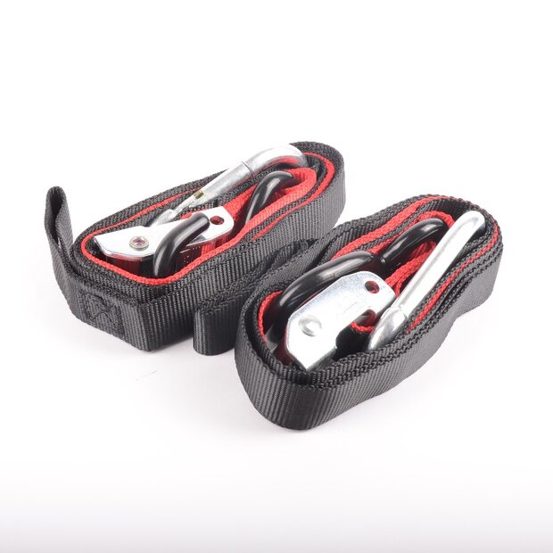 2x Arlows tension belts with hook loop and carabiner up...