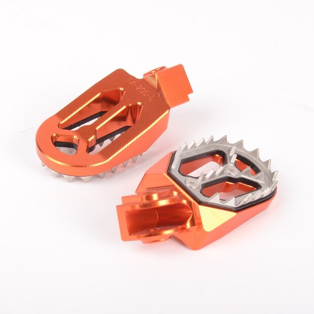 Arlows CNC Deluxe Footrests Orange KTM 85 125 250 300 350...