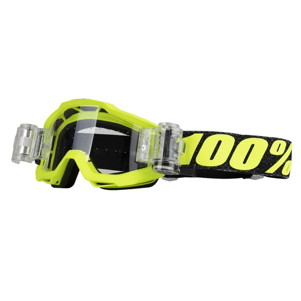 100% Prozent Motocross Brille Accuri Tresse Neon Gelb + Roll-Off System