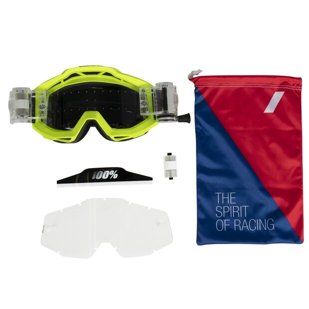 100% Prozent Motocross Brille Accuri Tresse Neon Gelb + Roll-Off System