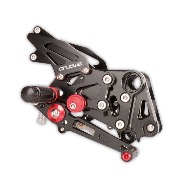 Kopie von Arlows Racing Fussrastenanlage Aprilia RSV4 1000 2013-2015 Schwarz Rot