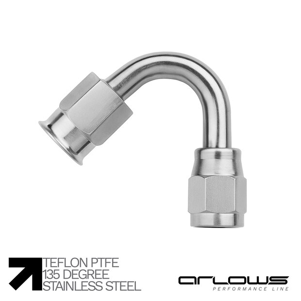Arlows PTFE Edelstahl Fitting Dash 3 - 135 Grad - (...