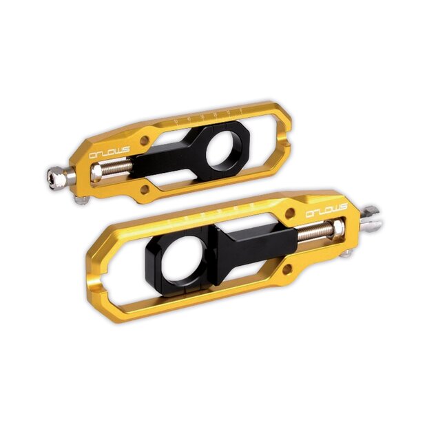 2x Arlows Race CNC chain adjuster gold Yamaha R6 RJ15...