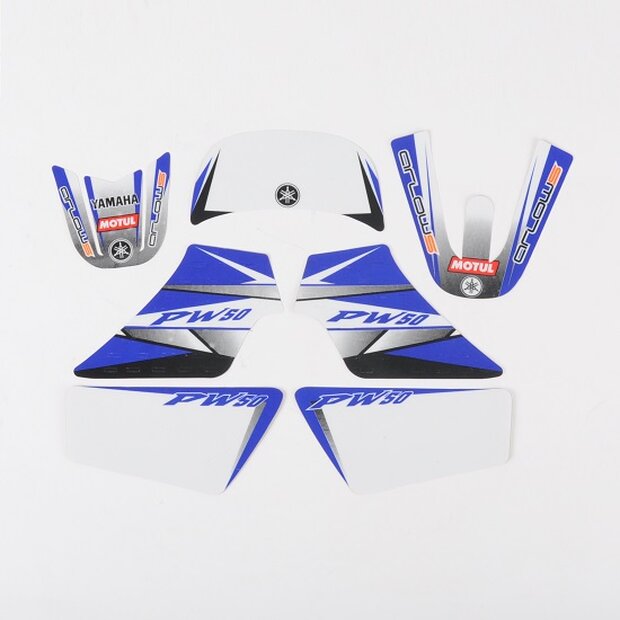 Arlows Yamaha PW50 Dekor Kit 3M Sticker SET Aufkleber Satz Blau Weiss Gelb 88-06