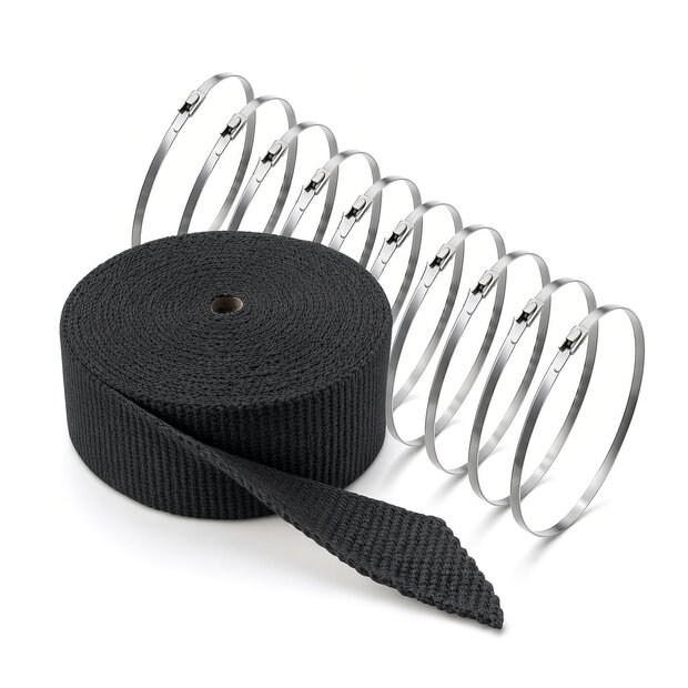 Arlows 5m Keramik Heat Wrap Black (Width: 38mm) + 10 V2A...